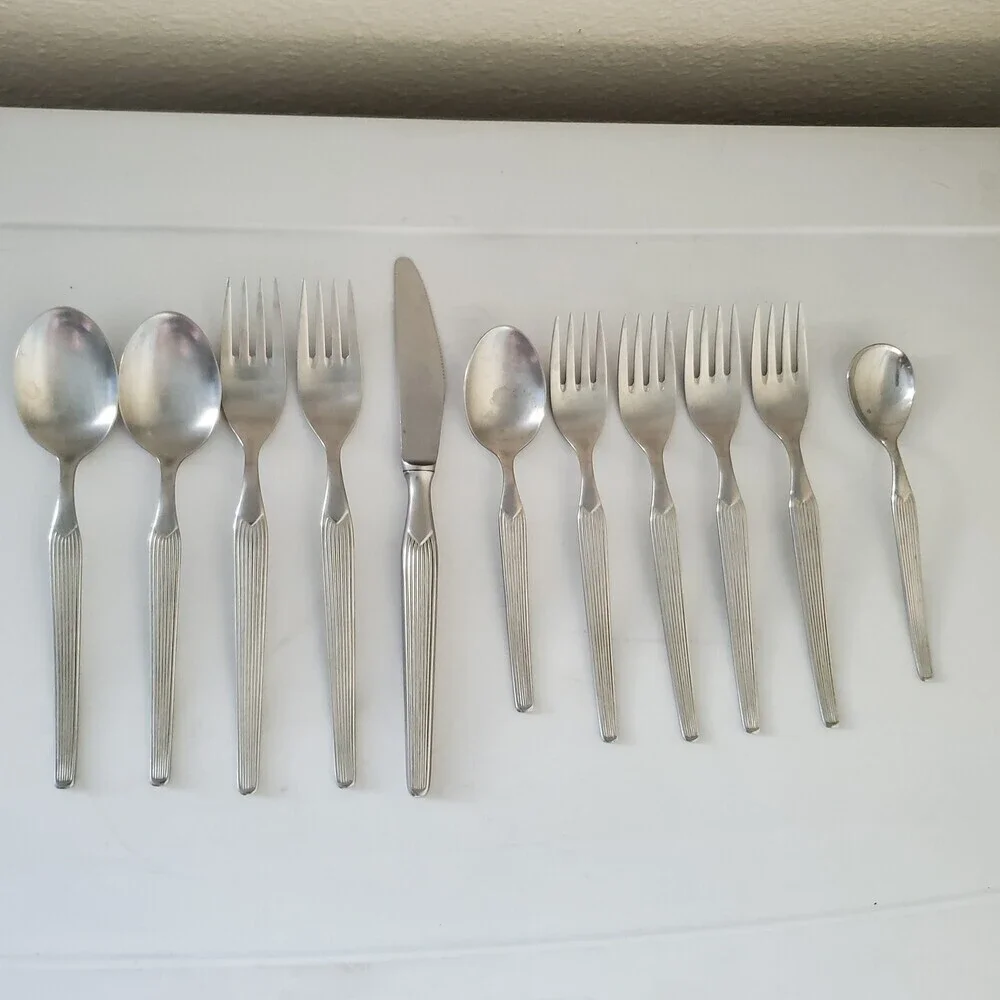 WIRTHS 18/8 Germany Stainless Steel Flatware Set 11 Pieces Ribbed Handle Vintage